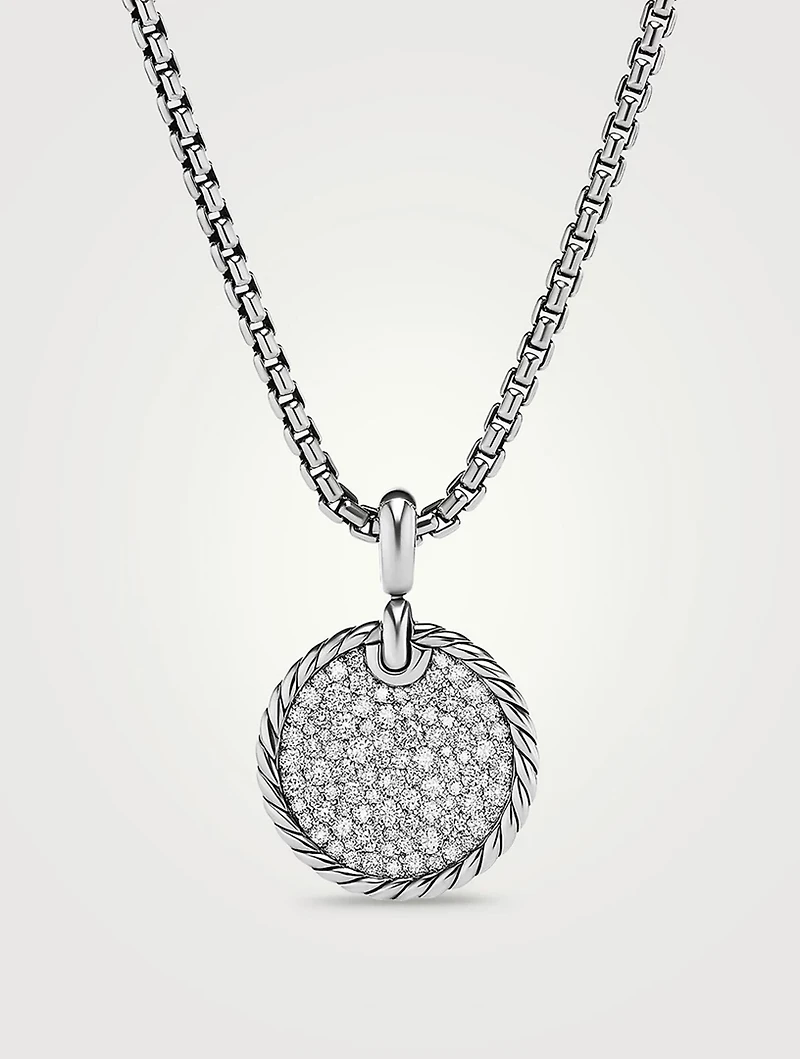 Dy Elements® Disc Pendant In Sterling Silver With Pavé Diamonds