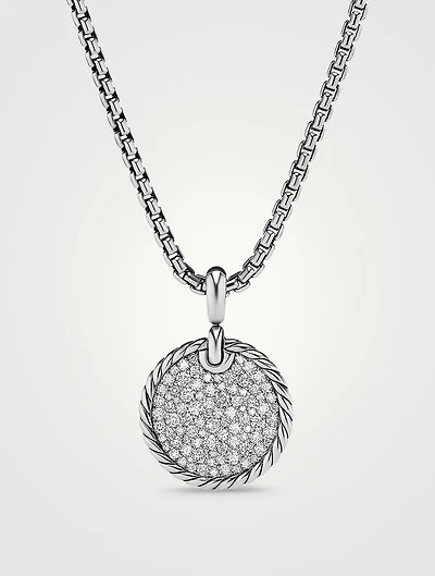Dy Elements® Disc Pendant In Sterling Silver With Pavé Diamonds