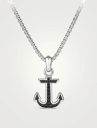 Maritime® Anchor Amulet In Sterling Silver With Pavé Black Diamonds