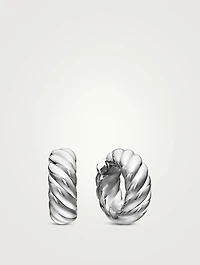 Sculpted Cable Hoop Earrings In Sterling Silver