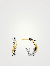 Petite Infinity Huggie Hoop Earrings In Sterling Silver With 14k Yellow Gold, 3mm