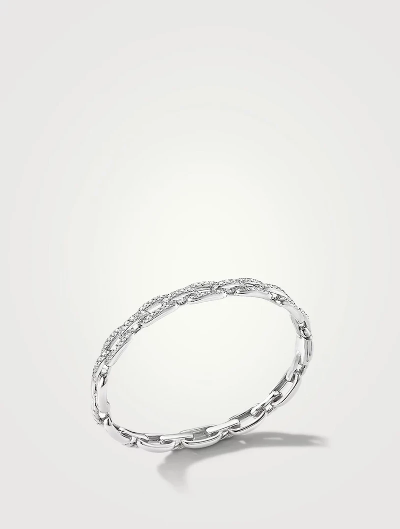 Stax Chain Link Bracelet 18k White Gold With Pavé Diamonds