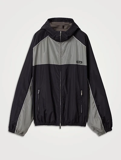 Technical Silk Zipper Blouson Jacket