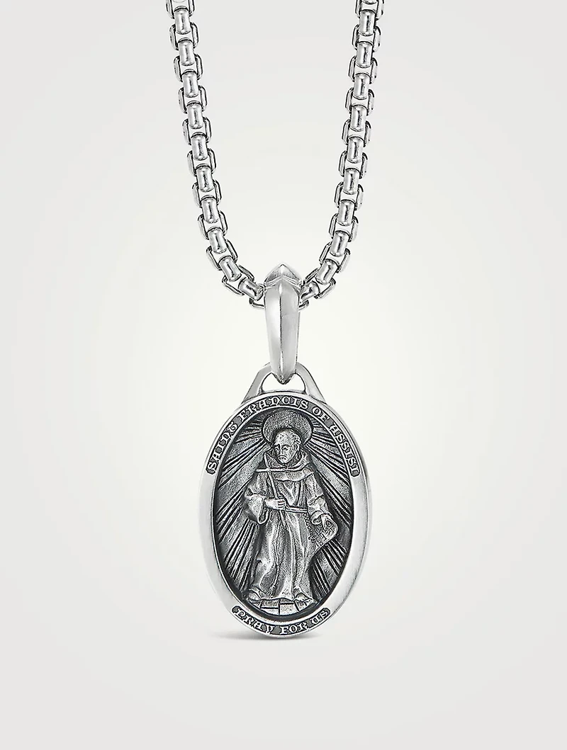 St. Francis Amulet In Sterling Silver