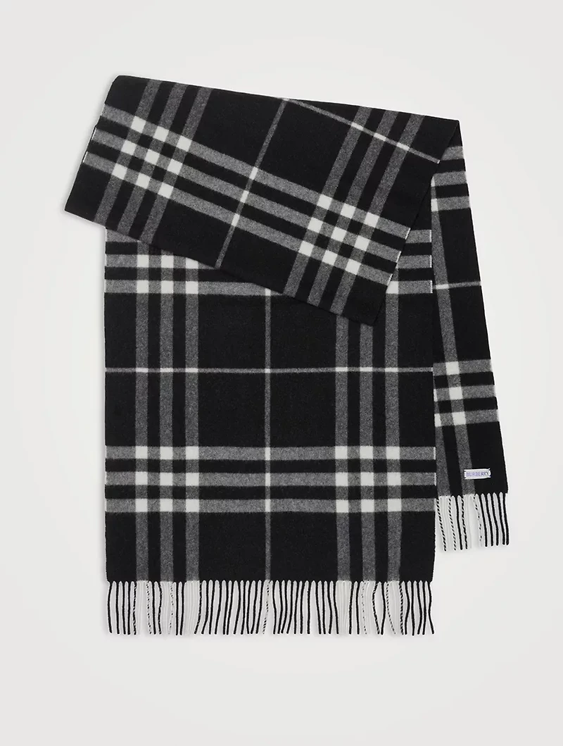 Wide Check Cashmere Scarf