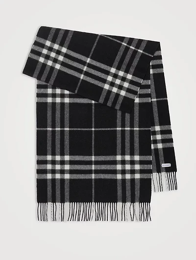 Wide Check Cashmere Scarf