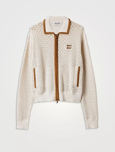 Cotton And Suede Cardigan