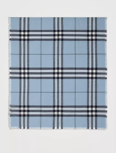 Wide Check Wool Scarf