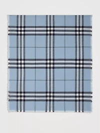 Wide Check Wool Scarf
