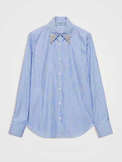 Embroidered Stripe Poplin Shirt
