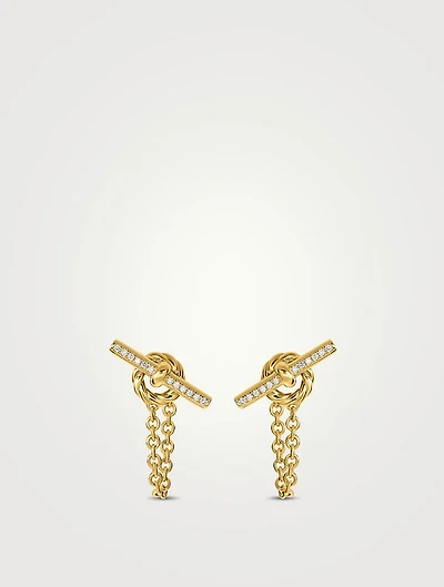 Dy Mercer® Petite Toggle Chain Stud Earrings In 18k Yellow Gold With Diamonds, 38.2mm