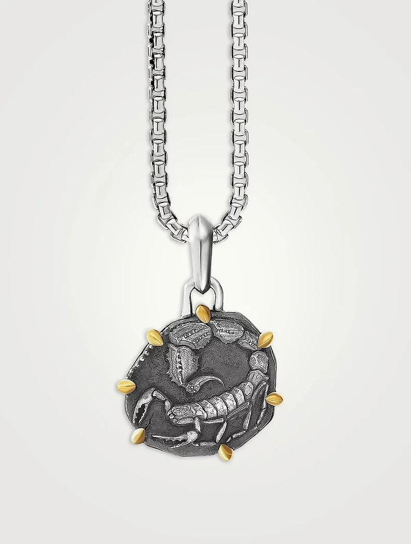 Scorpio Amulet In Sterling Silver With 18k Yellow Gold