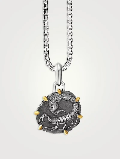 Scorpio Amulet In Sterling Silver With 18k Yellow Gold