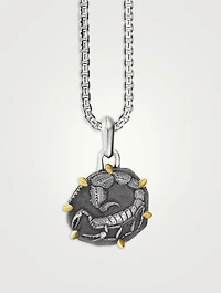 Scorpio Amulet In Sterling Silver With 18k Yellow Gold