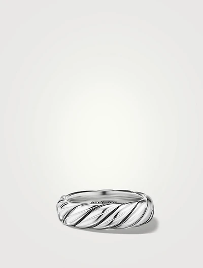 Sculpted Cable Band Ring Sterling Silver, 6mm
