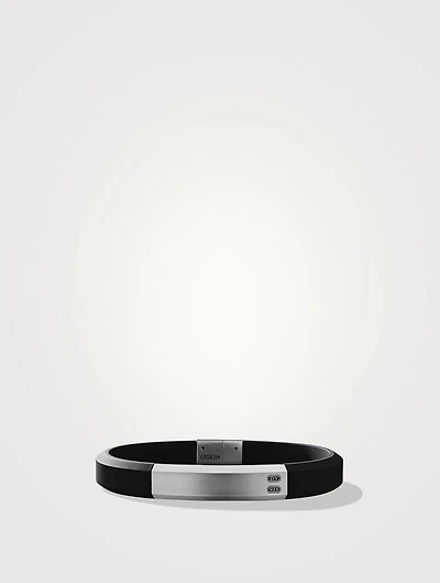 Streamline® Id Bracelet  With Black Rubber And Sterling Silver, 10mm