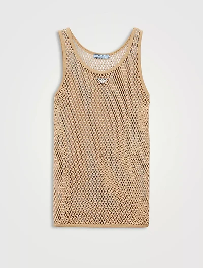 Sleeveless Cotton Mesh Top