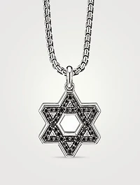 Streamline® Star Of David Pendant In Sterling Silver With Pavé Black Diamonds