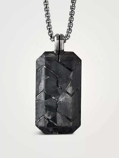 Forged Carbon Tag In Sterling Silver
