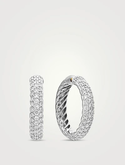 Dy Mercer® Hoop Earrings In Sterling Silver With Diamonds, 25.4mm