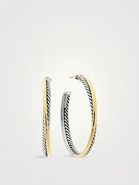 Crossover Hoop Earrings In Sterling Silver With 18k Yellow Gold, 44mm