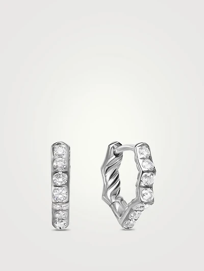Zig Zag Stax™ Huggie Hoop Earrings In Sterling Silver With Diamonds, 13mm