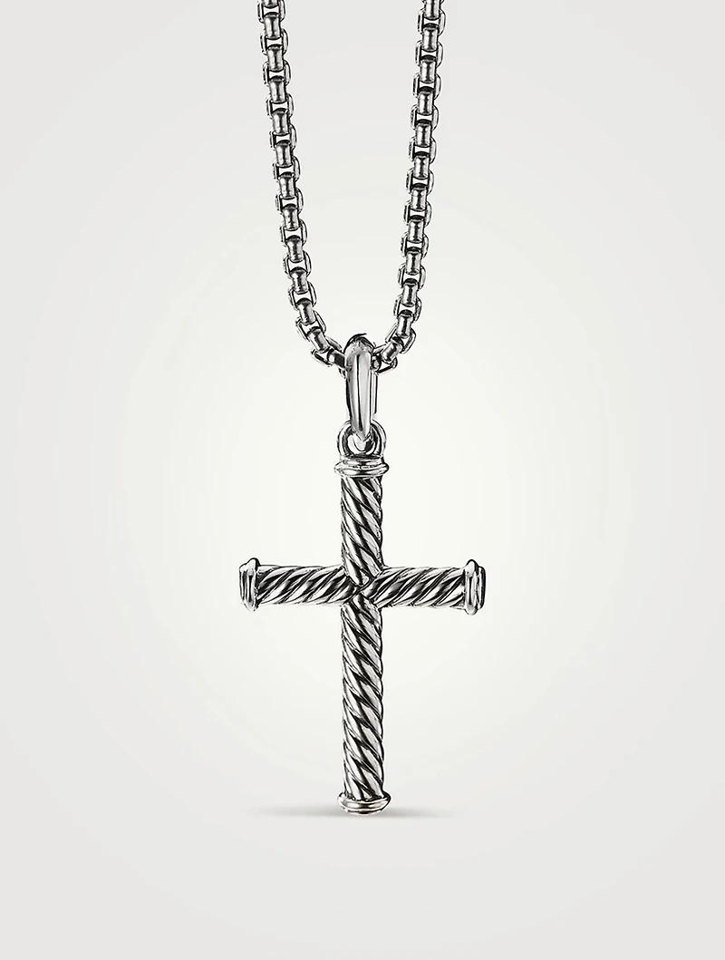 Cable Cross Pendant In Sterling Silver