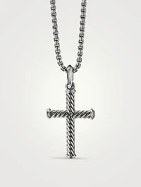 Cable Cross Pendant In Sterling Silver