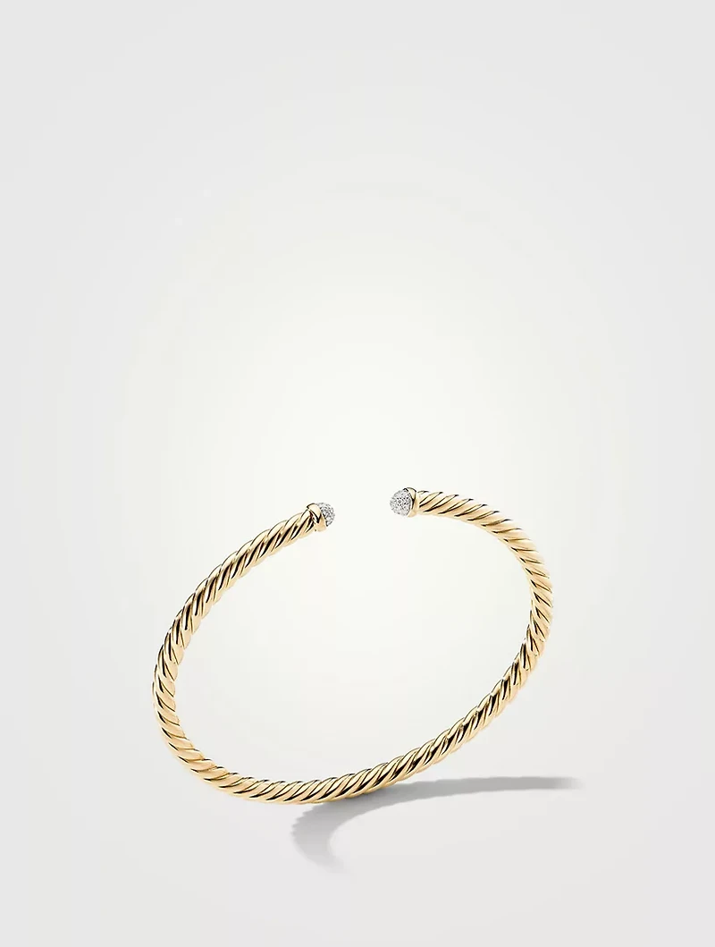Cablespira® Bracelet 18k Yellow Gold With Pavé Diamonds