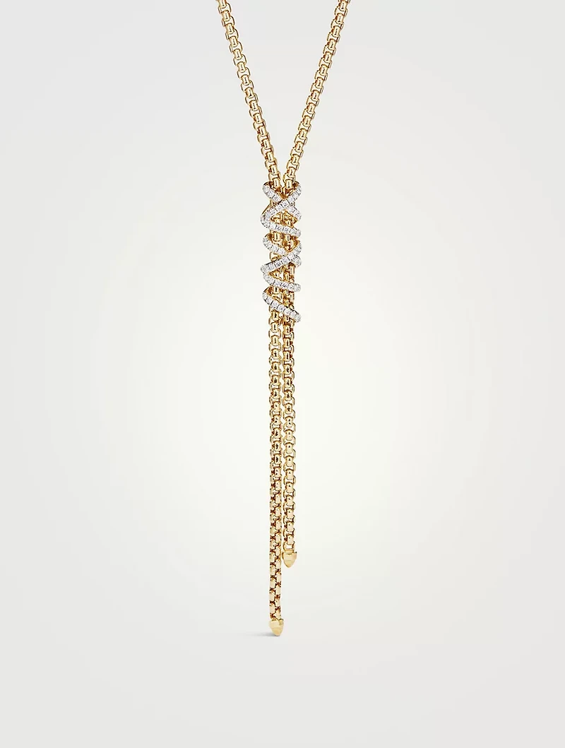 Helena Y Necklace In 18k Yellow Gold With Pavé Diamonds