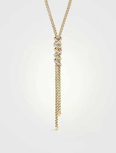 Helena Y Necklace In 18k Yellow Gold With Pavé Diamonds
