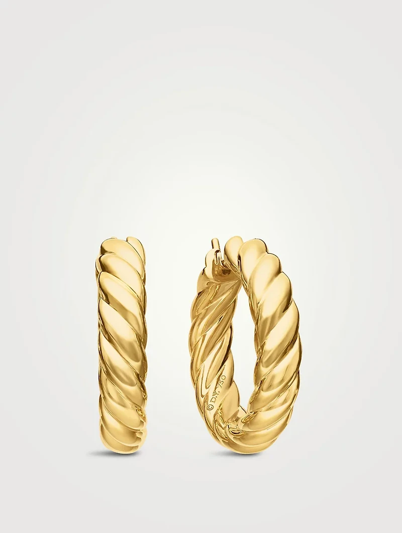 Sculpted Cable Hoop Earrings In 18k Yellow Gold