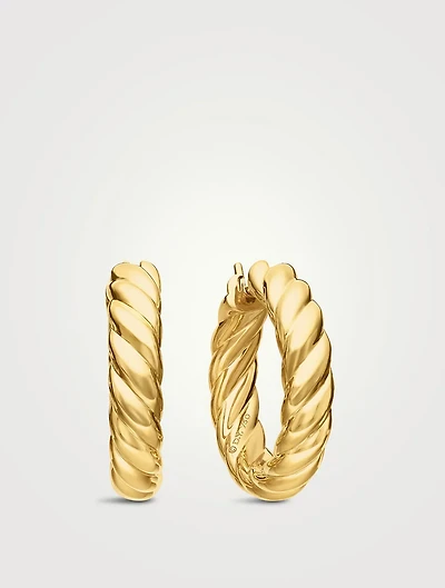 Sculpted Cable Hoop Earrings In 18k Yellow Gold