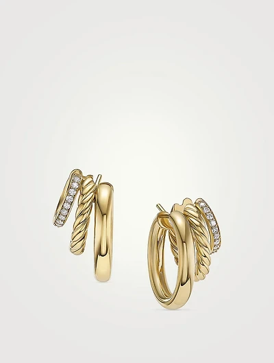 Dy Mercer™ Hoop Earrings In 18k Yellow Gold With Pavé Diamonds