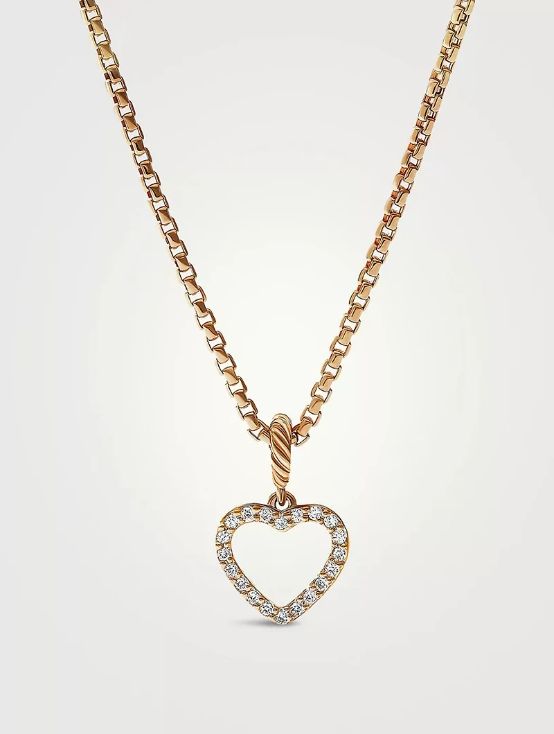 Heart Amulet In 18k Yellow Gold With Pavé Diamonds