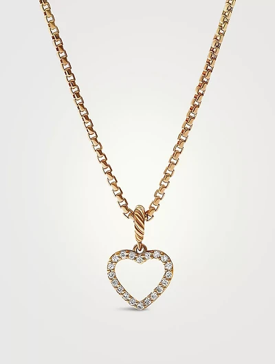 Heart Amulet In 18k Yellow Gold With Pavé Diamonds