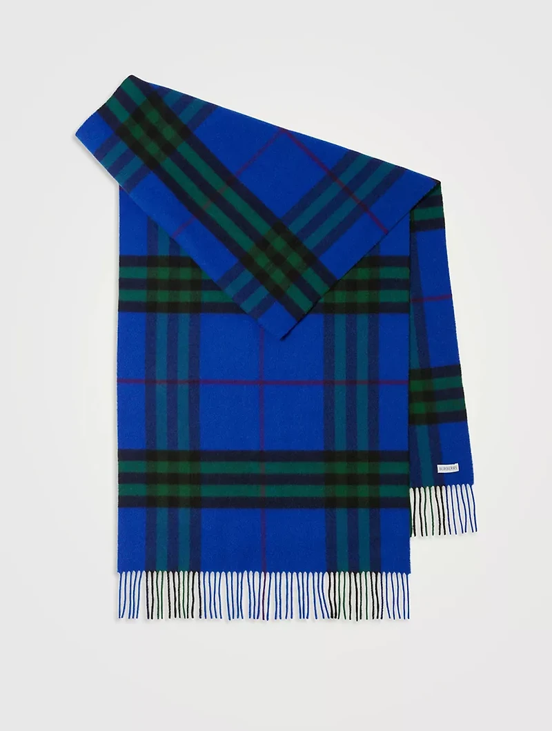 Wide Check Cashmere Scarf