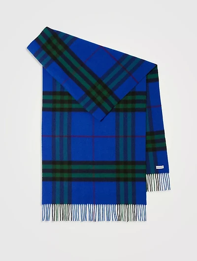 Wide Check Cashmere Scarf