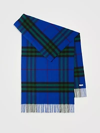 Wide Check Cashmere Scarf