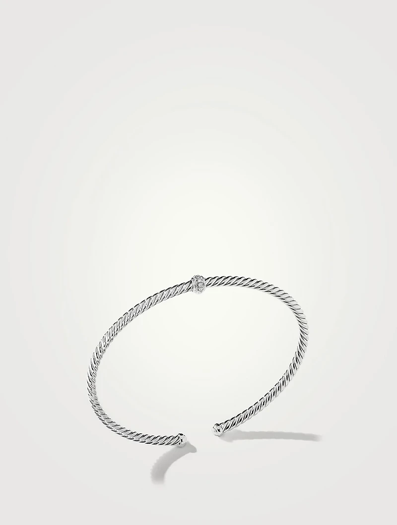 Cablespira® Station Bracelet 18k White Gold With Pavé Diamonds