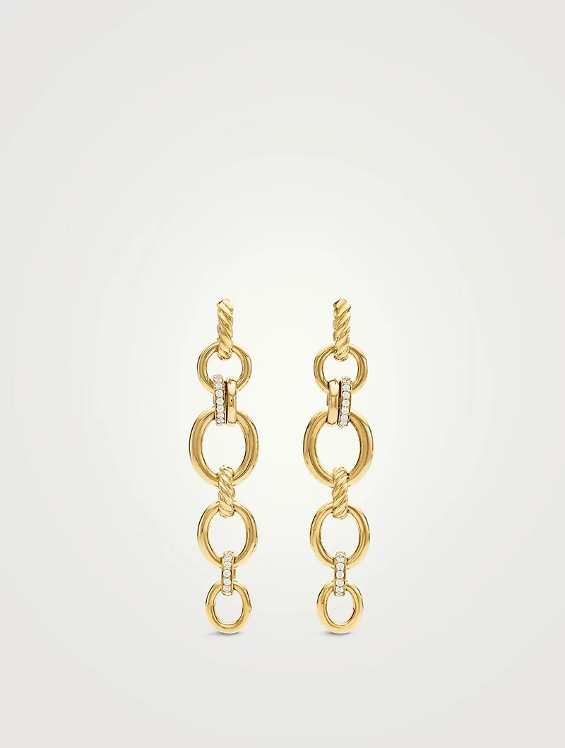 Dy Mercer® Linked Drop Earrings In 18k Yellow Gold With Diamonds, 68mm