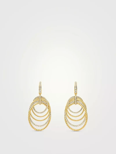Dy Origami Drop Earrings In 18k Yellow Gold With Diamonds, 21mm