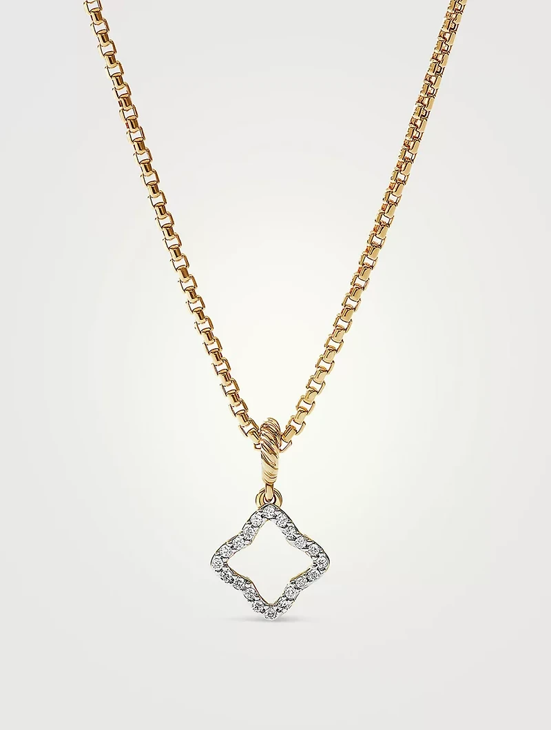 Quatrefoil Amulet In 18k Yellow Gold With Pavé Diamonds