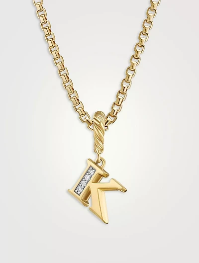 Pavé K Initial Pendant In 18k Yellow Gold With Diamonds