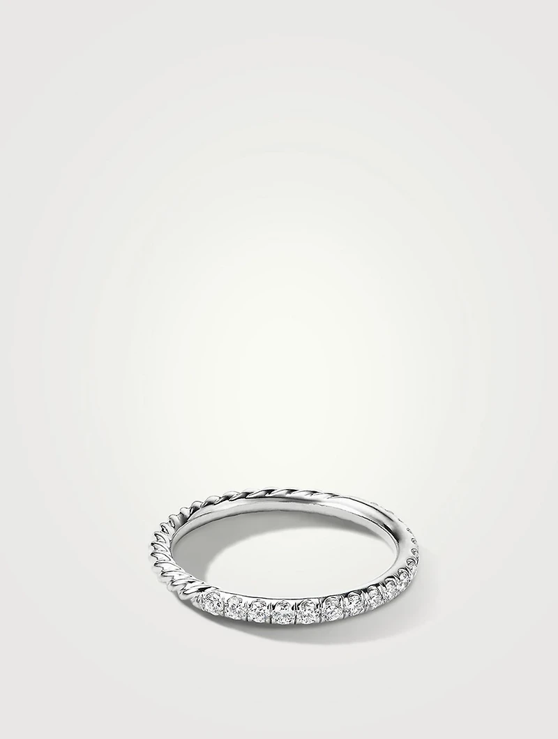 Cable Collectibles® Stack Ring 18k White Gold With Pavé Diamonds