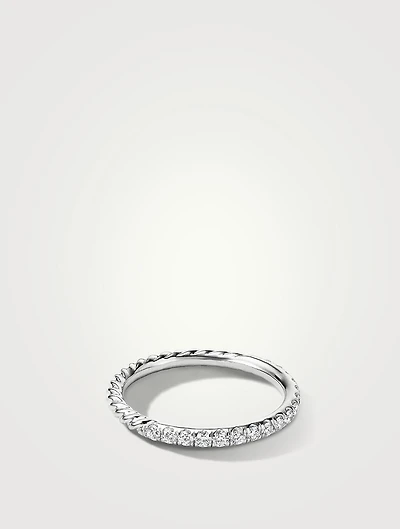Cable Collectibles® Stack Ring 18k White Gold With Pavé Diamonds