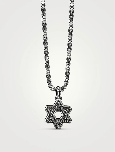Cable Star Of David Amulet In Sterling Silver