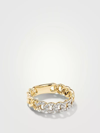 Belmont® Curb Link Band Ring 18k Yellow Gold With Pavé Diamonds