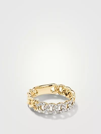 Belmont® Curb Link Band Ring 18k Yellow Gold With Pavé Diamonds
