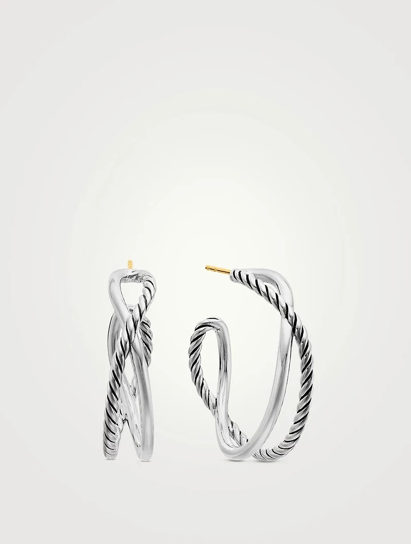 Crossover Hoop Earrings In Sterling Silver, 33.7mm